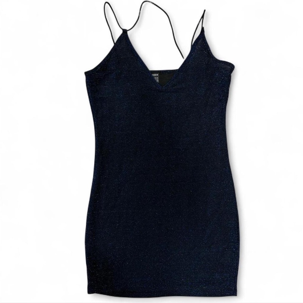 Navy blue glitter mini dress